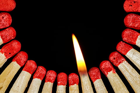 red-and-brown match sticks, flame, lighter, matches, match head HD wallpaper