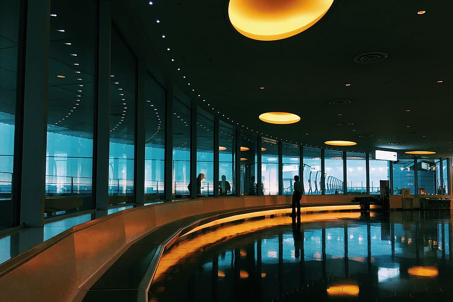 Interior shot of modern building in Japan, architecture, city HD wallpaper