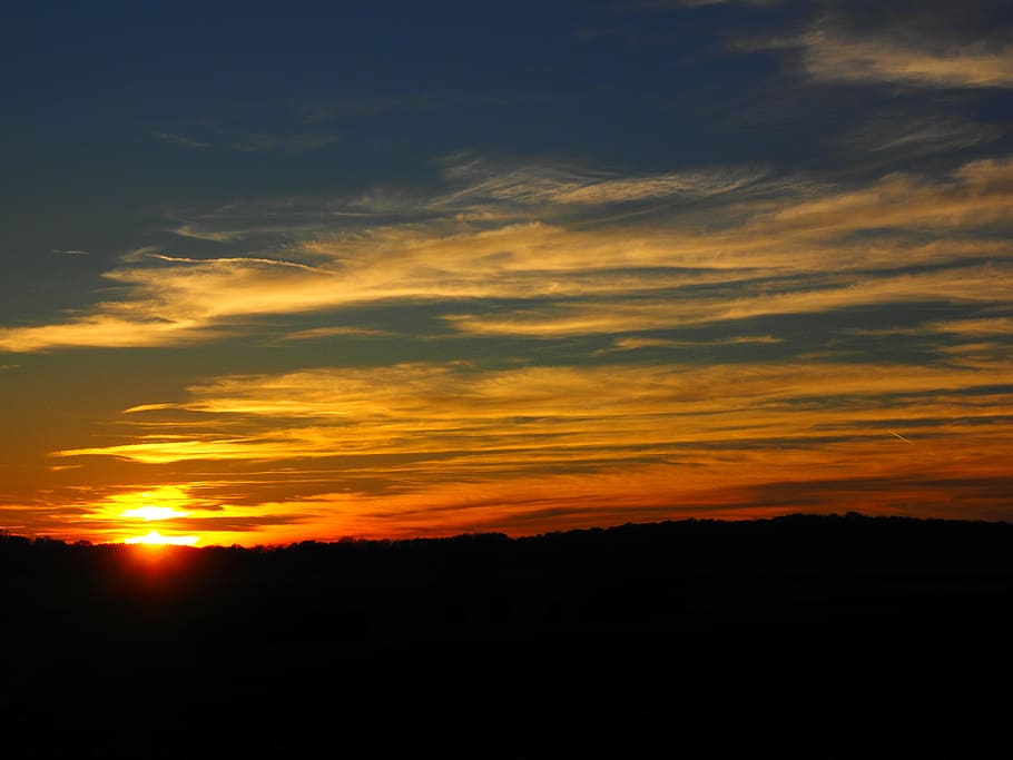sunset, clouds, sky, abendstimmung, afterglow, evening sky HD wallpaper
