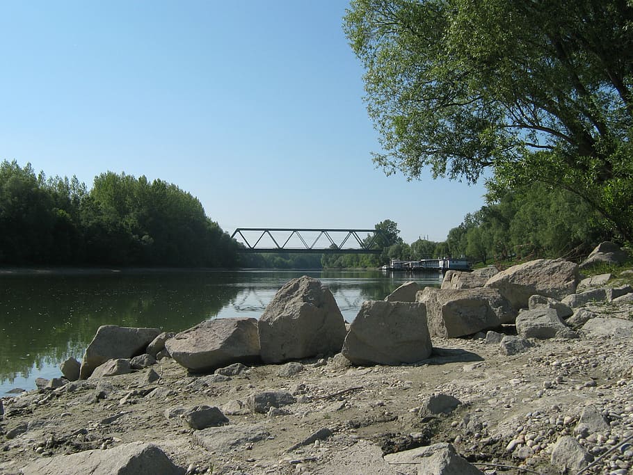 danube, bridge, river, cliff, backwater, branch, part, the danube HD wallpaper