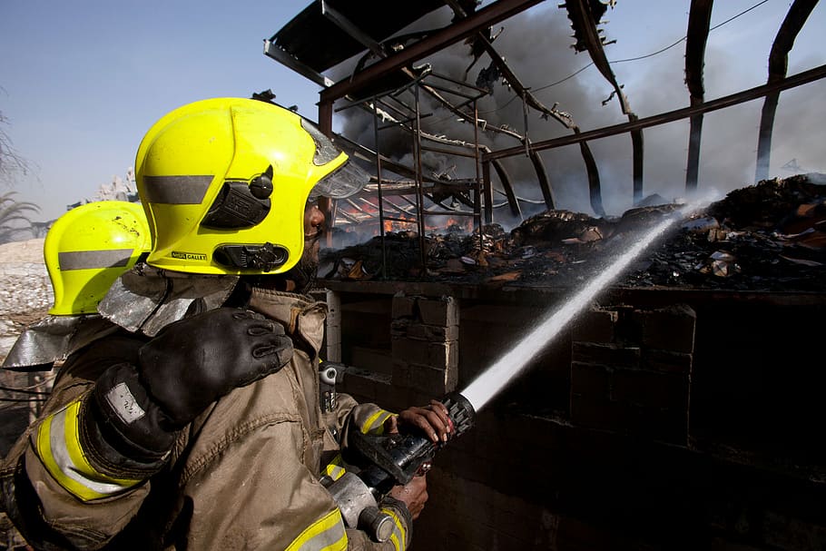 emergency, danger, firefighter, burn, helmet, headwear, protective workwear HD wallpaper