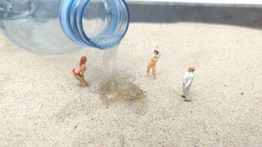 shower, bottle, miniature figures, einwegflasche, water, wet