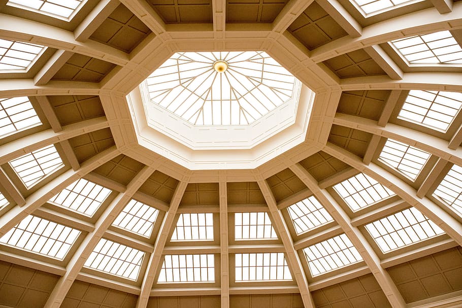 ceiling, roof, symmetry, interior, state library of victoria, HD wallpaper