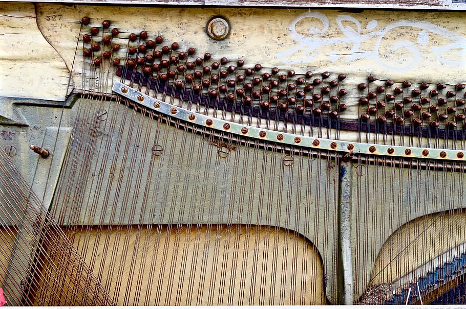 Piano, Inside, Instrument, Musical, wires, internal, deteriorated HD wallpaper