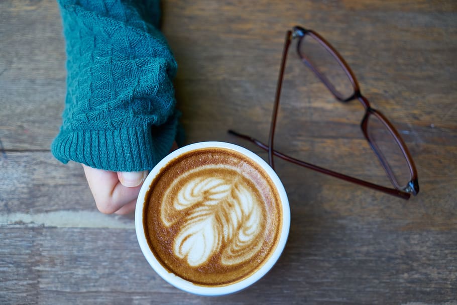 person drinking coffee, Hands, El, Caffeine, Kazakh, blue, green HD wallpaper