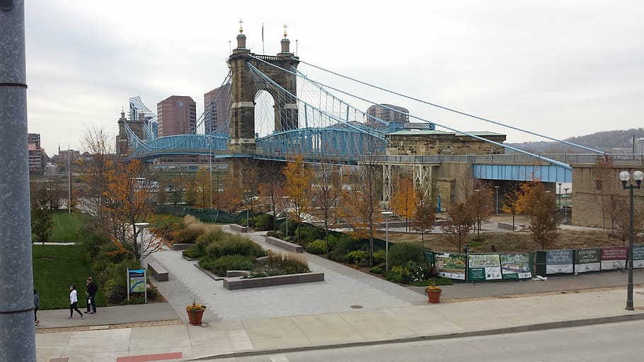 cincinnati, bridge, river, architecture, built structure, building exterior HD wallpaper