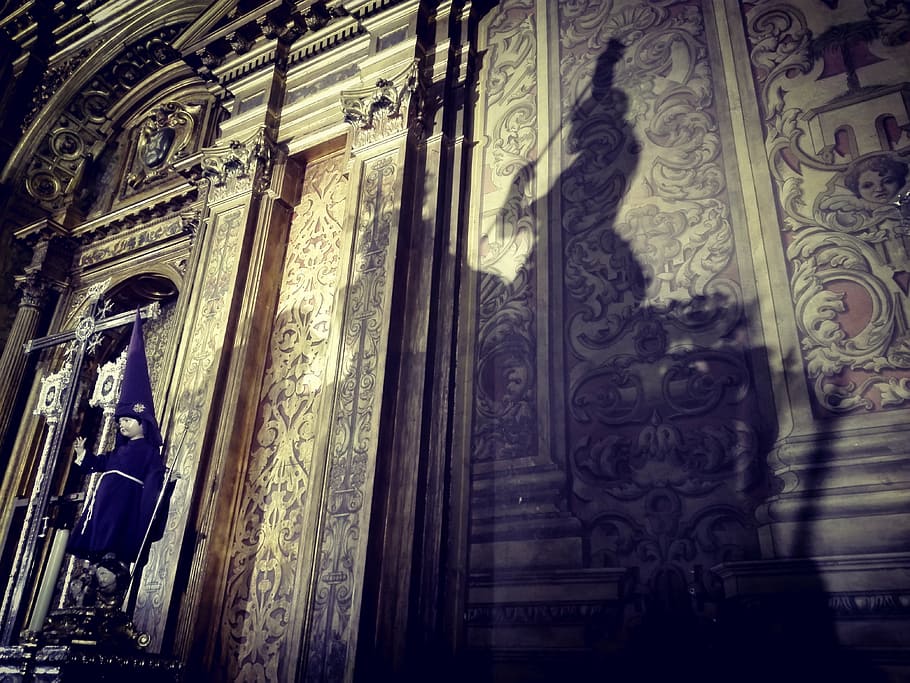 shadow, effect of light, church, parish, wall, temple, religion, HD wallpaper