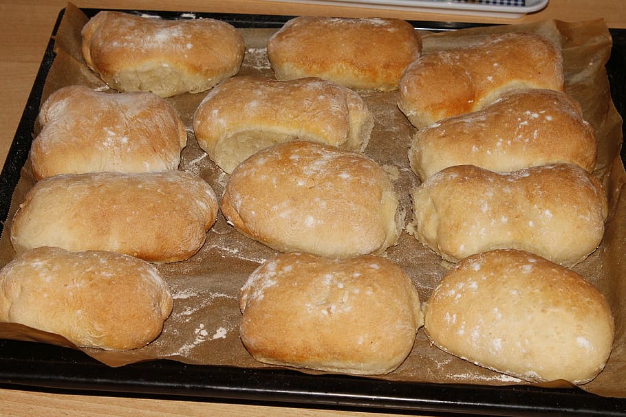 roll, bakery, breakfast, cakes, food, baguette, baked goods HD wallpaper