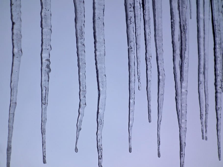 spring, icicles, drops, ice, sky, blue, winter, cold temperature HD wallpaper