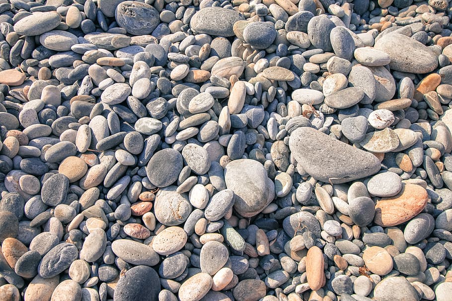 gray and brown stones, brown stones, pebble, beach, nature, solid HD wallpaper