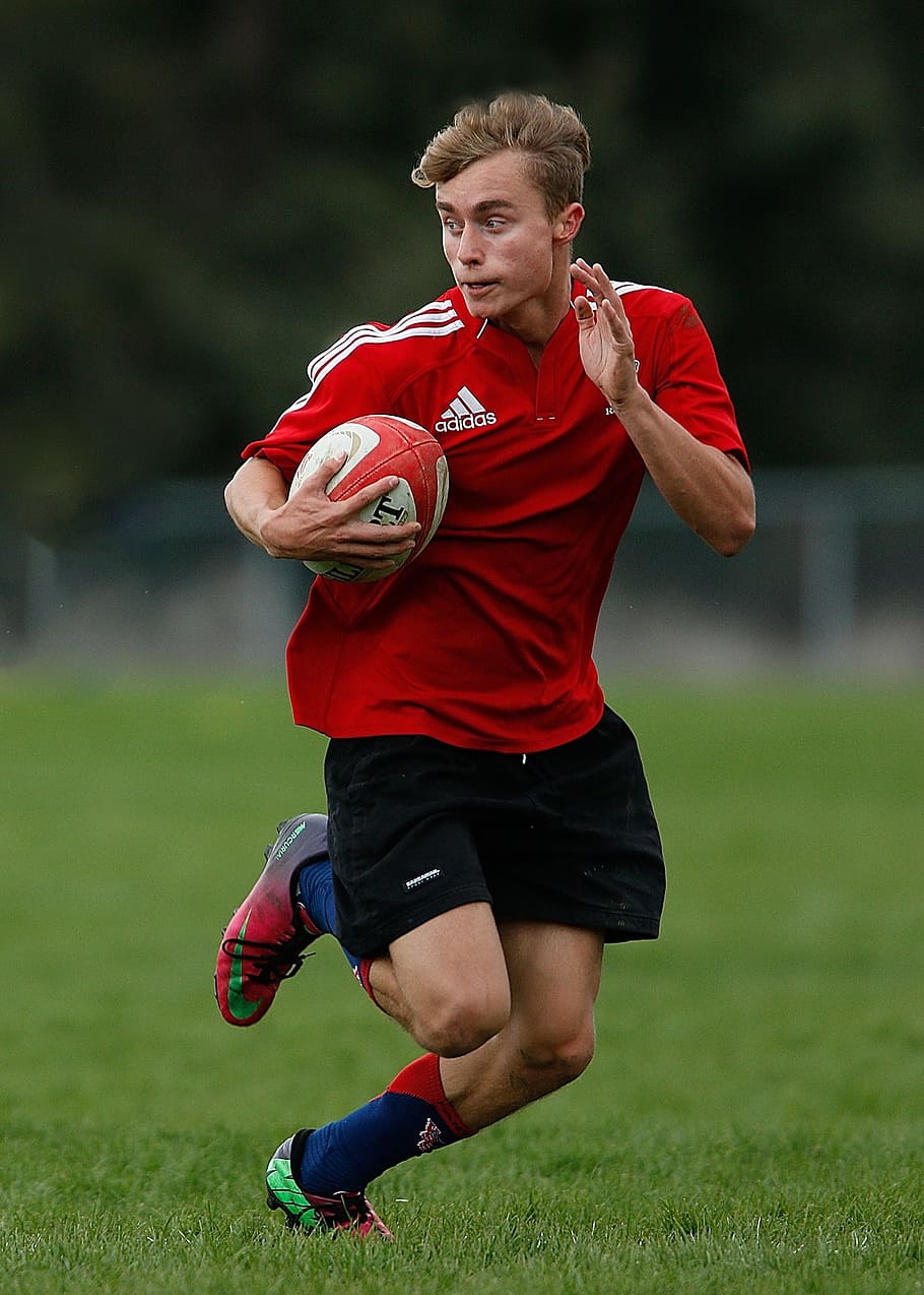 Rugby, Player, Ball, Running, Field, grass, athlete, action HD wallpaper