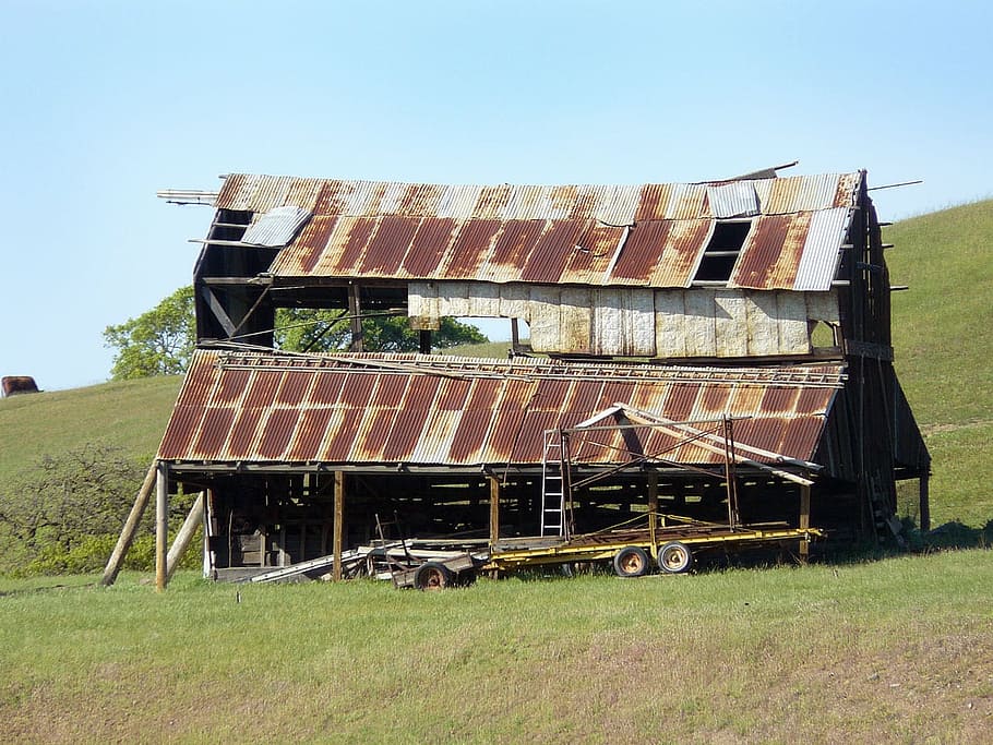 Old, Barn, Ruin, Wooden, rusty, weathered, agriculture, farm HD wallpaper