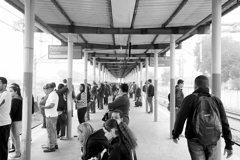 city, station, train, group of people, transportation, crowd HD wallpaper