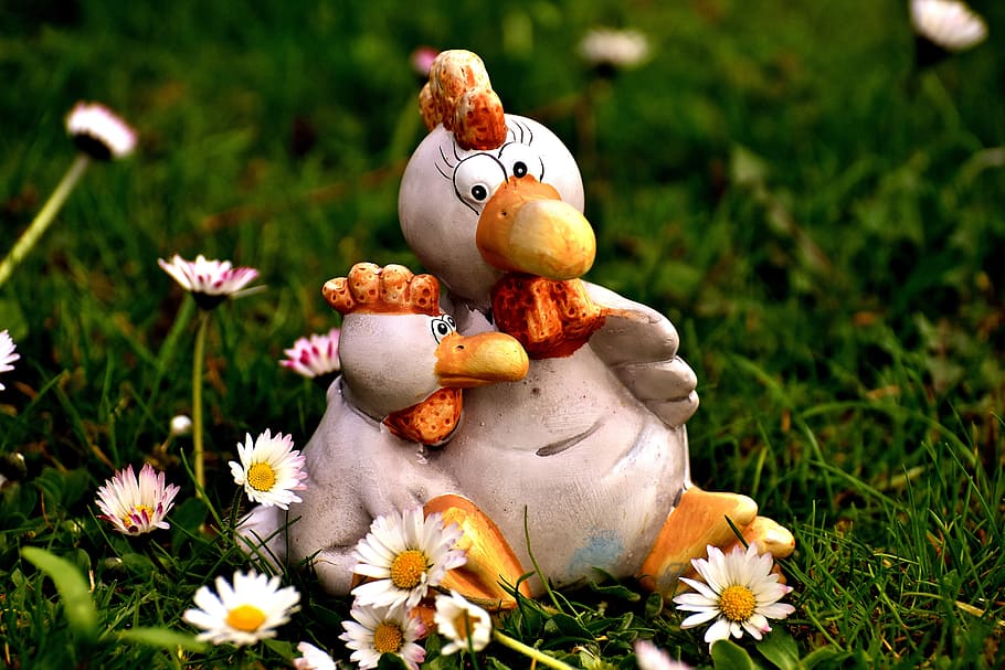 chickens, figure, ceramic, cute, decoration, funny, hen, easter HD wallpaper