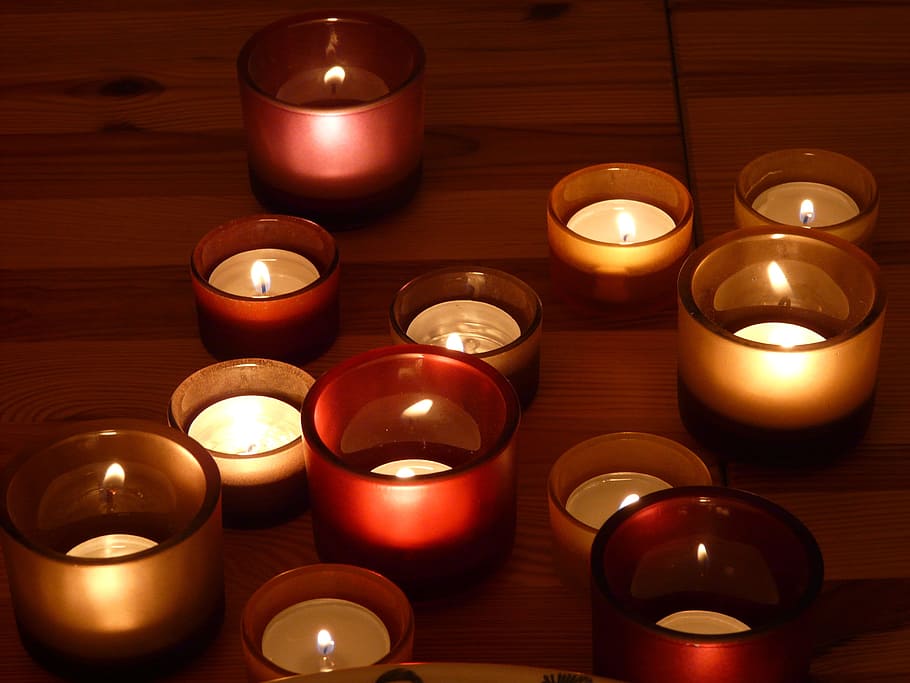 Candles, Candlelight, Wax, candlestick, tea lights, flame, burning HD wallpaper