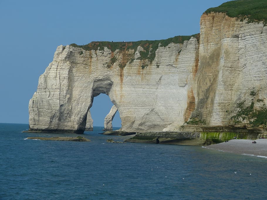 cliff, normandy, le tilleul, cliffs, coast, water, white cliffs HD wallpaper