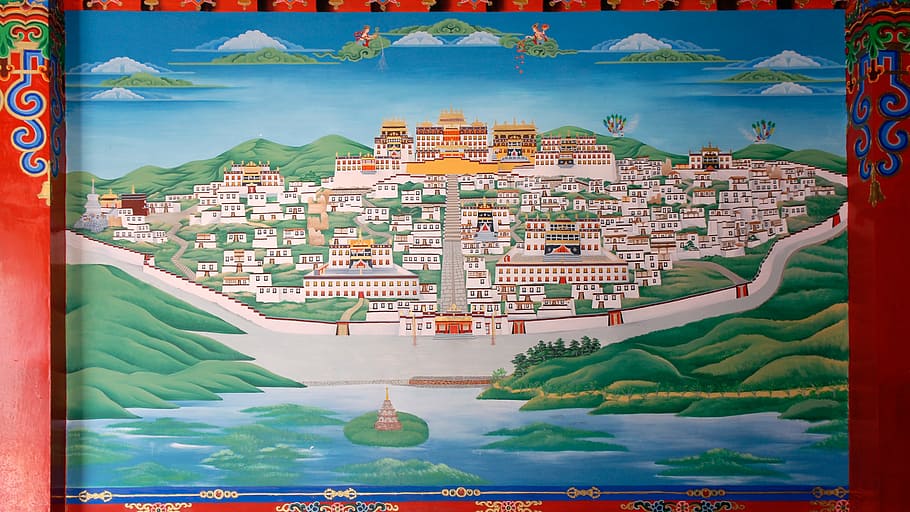 image, painting, chinese, china, lijiang, monastery, mural, HD wallpaper