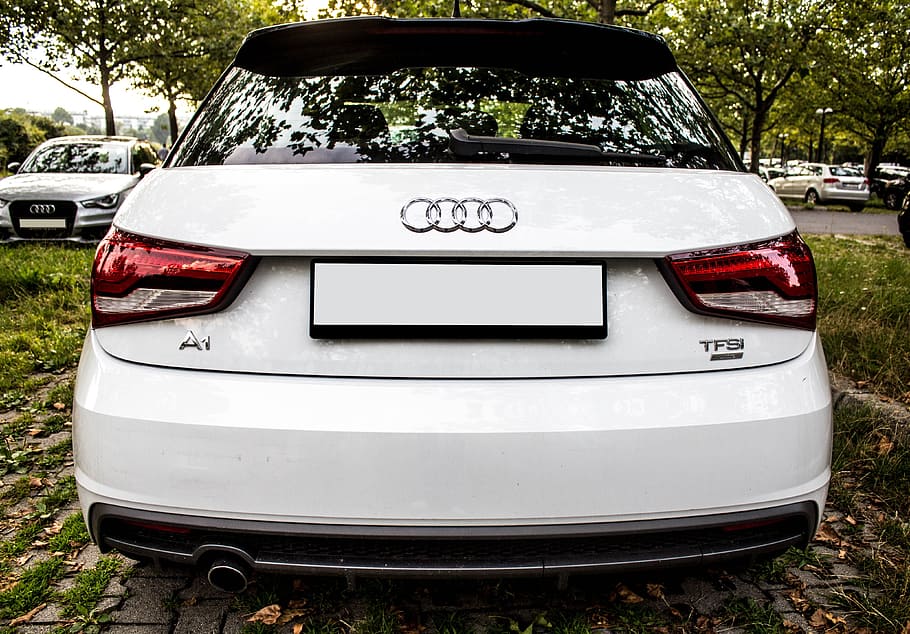 audi, a1, auto, sliner, bumper, spotlight, dare, parking, white HD wallpaper