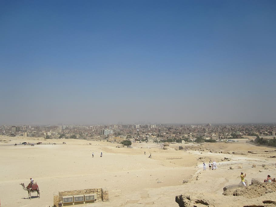 egypt, desert, sand, group of people, sky, clear sky, nature HD wallpaper