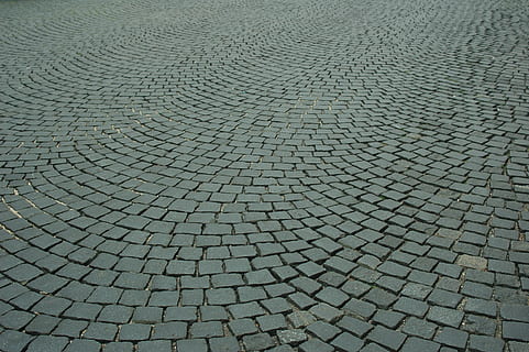 bricks arranged on ground, pavement, cobble, soil, texture HD wallpaper