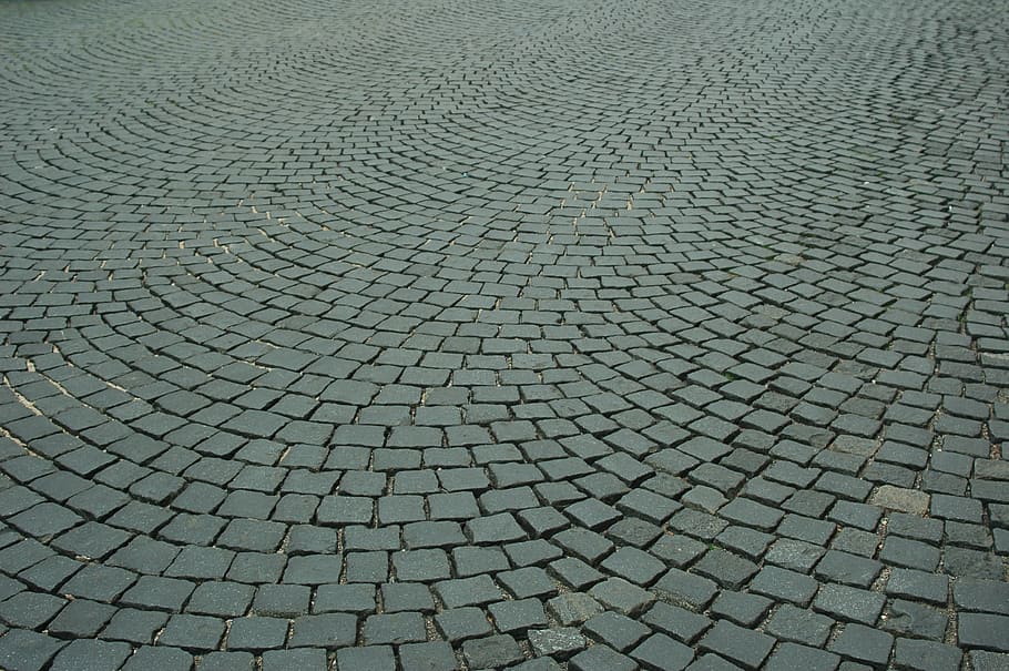 bricks arranged on ground, pavement, cobble, soil, texture HD wallpaper