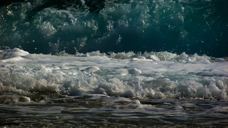wave, smashing, spray, foam, bubbles, sea, beach, nature, energy HD wallpaper