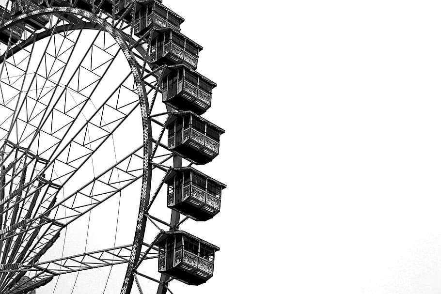 gray ferris wheel under cloudy sky at time, noria, attraction HD wallpaper