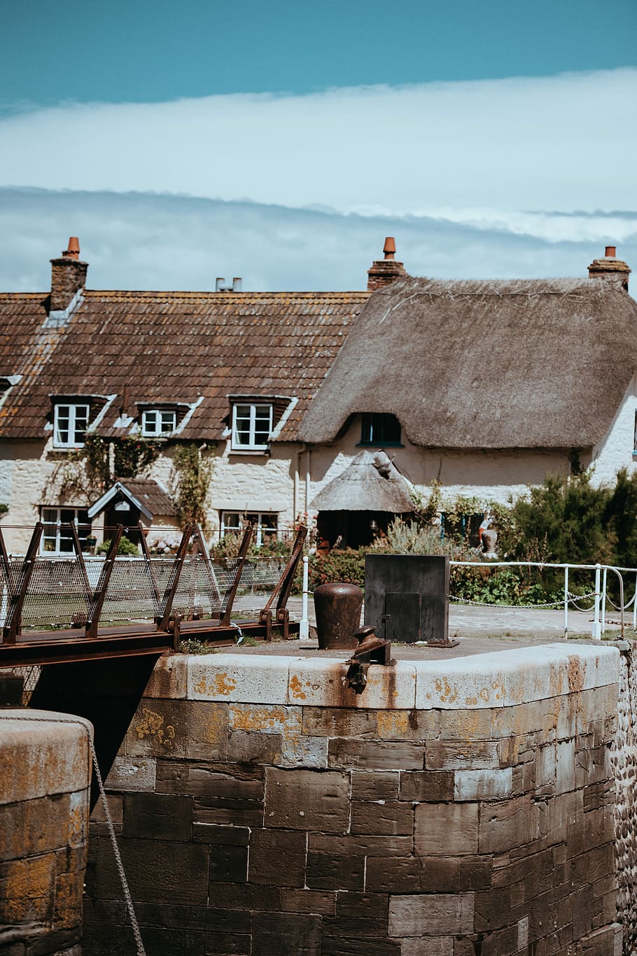 Porlock Weir, United Kingdom, house beside hut, cottage, thatched roof