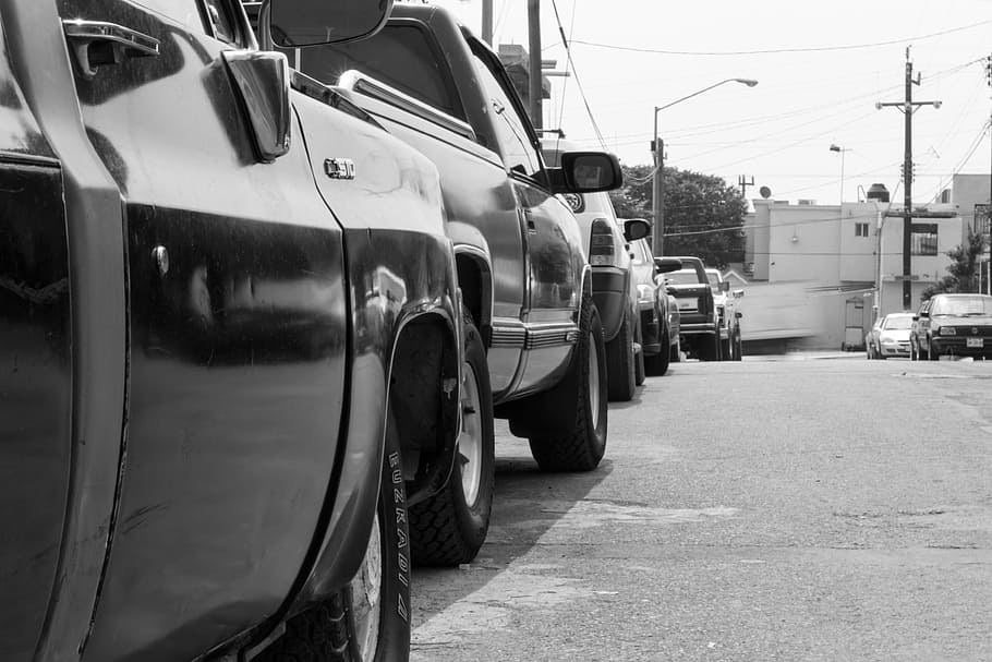 cars, street, black and white, street photograpy, monterrey, HD wallpaper