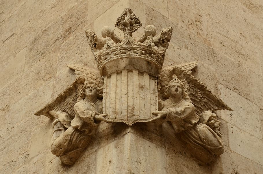 Shield, Crown, Image, Sculpture, Art, corner, architecture HD wallpaper