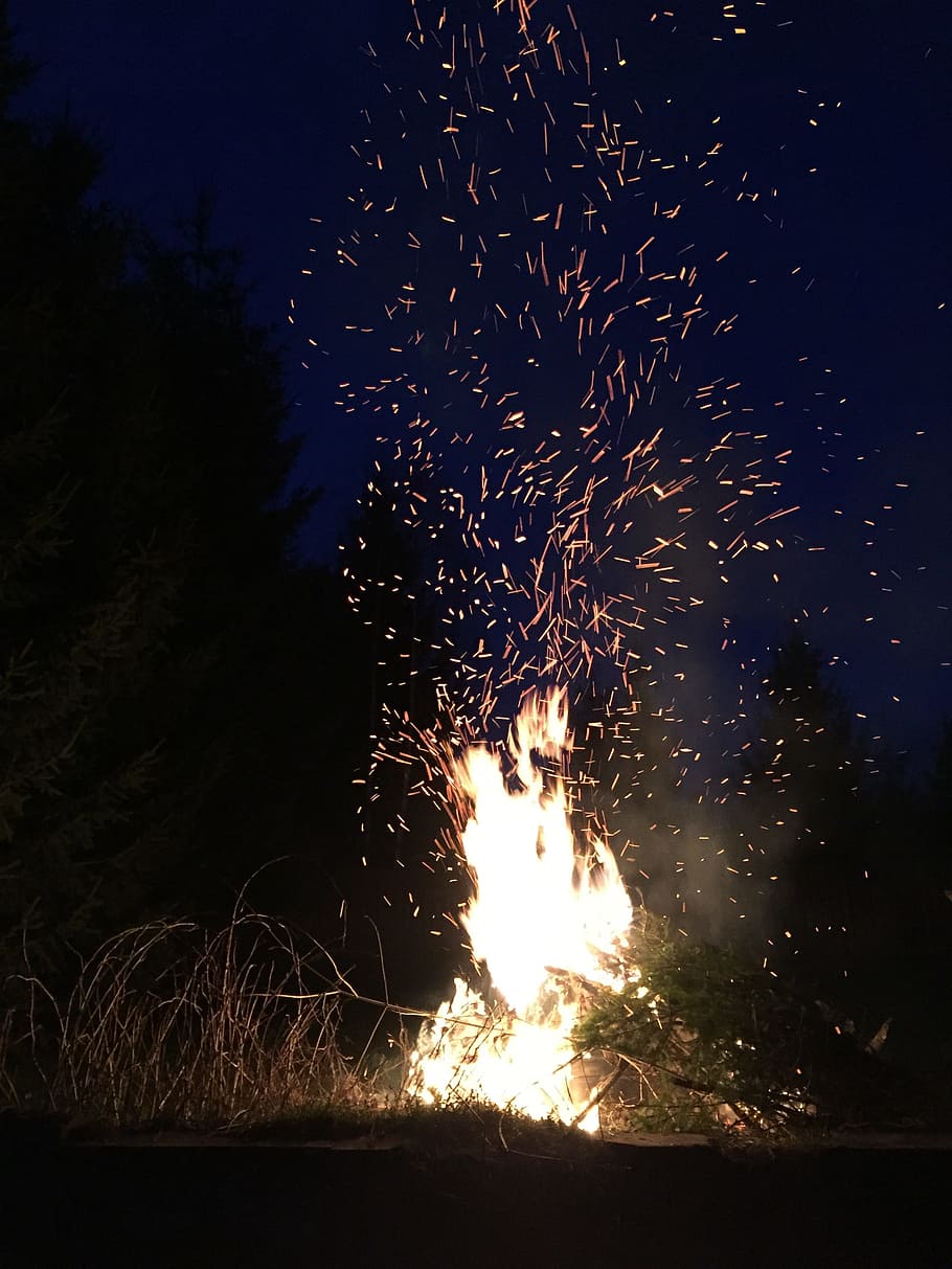 fire, purification, energy, burning, night, flame, heat - temperature HD wallpaper