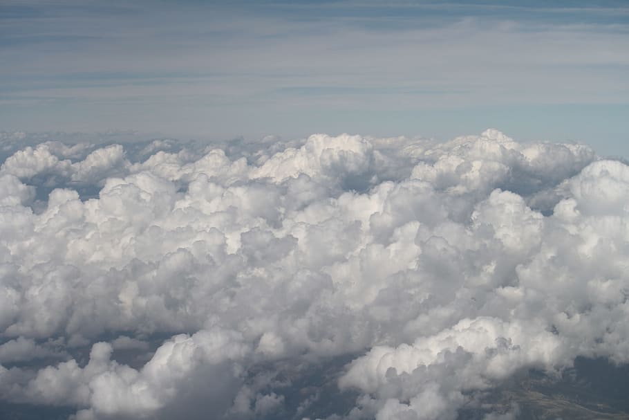white and gray clouds, sky, aerial, nature, cloud - sky, beauty in nature HD wallpaper