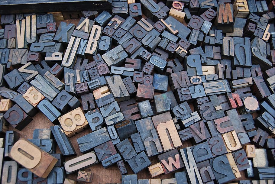 blue and gray text illustration, letters, numbers, blocks, alphabet HD wallpaper