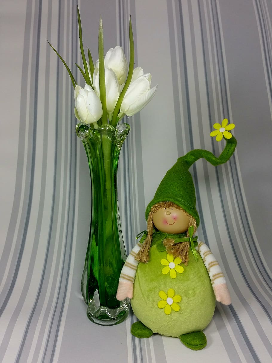 imp, green, spring, tulips, cute, flower, flowering plant, indoors HD wallpaper
