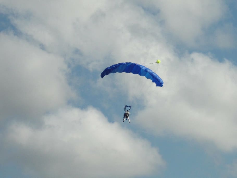 parachute, sky, fall, adrenaline, skydiving, escape, flying HD wallpaper