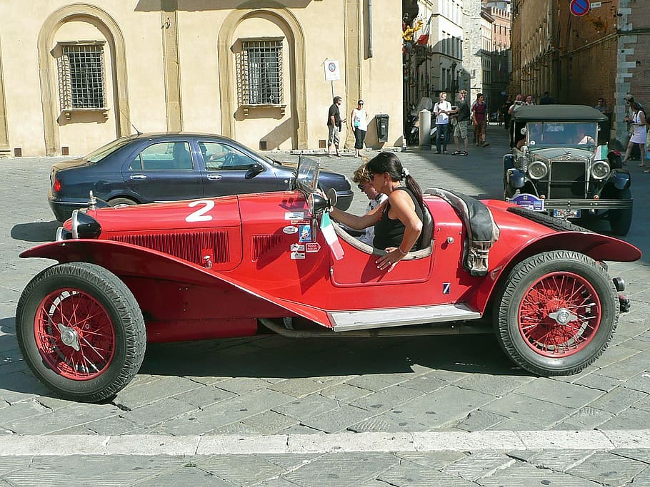 oldtimer, siena, red, auto, side view, automotive, car, sports Car HD wallpaper