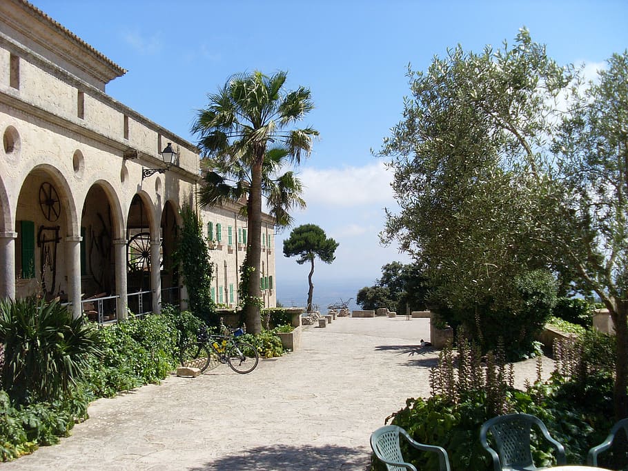 mallorca, monastery, randa, mountain, rest, meditation, plant HD wallpaper
