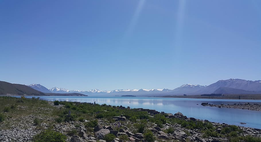 Lake, Tekapo, newzealand, nature, scenics, sky, mountain, blue, HD wallpaper