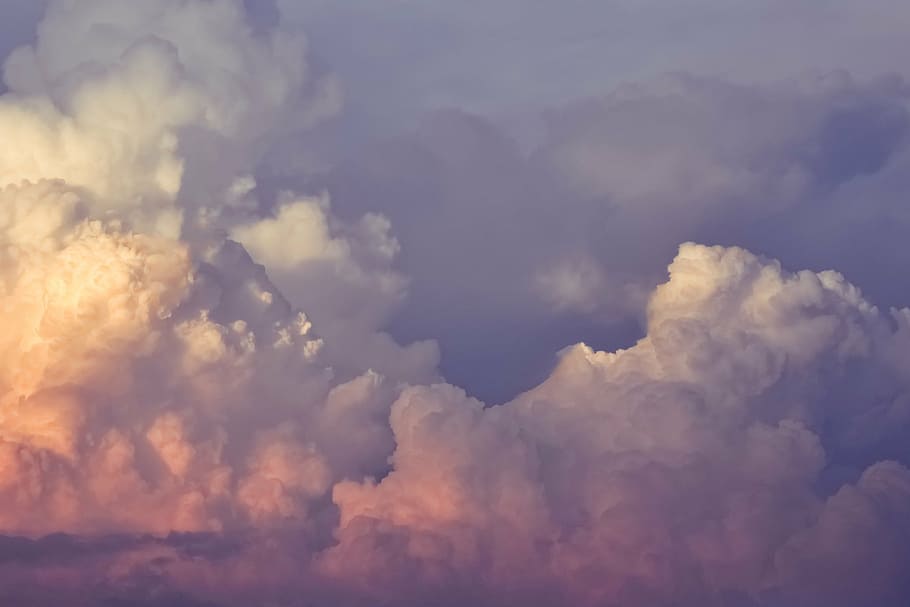 white clouds during sunset, sky, cloudy, nature, weather, blue HD wallpaper