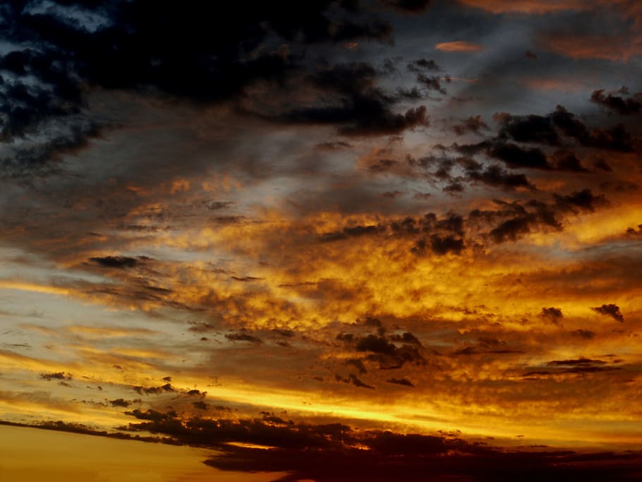 Sunrise, Dramatic, Morgenrot, dark clouds, sky, skies, orange HD wallpaper