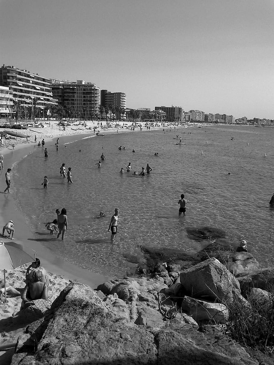 costa, platja d'aro, beach, sand, sea, summer, season, people, HD wallpaper