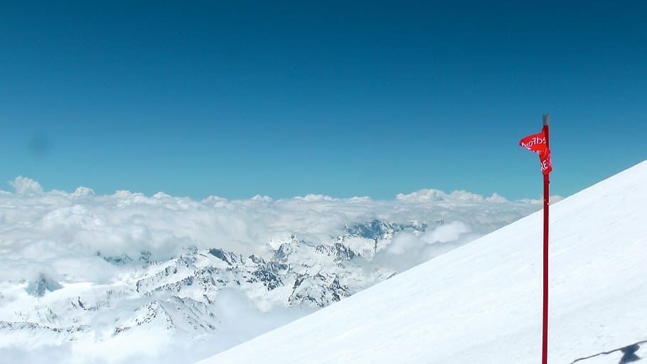 elbrus, mountains, snow, mountaineering, track, height, sun, HD wallpaper