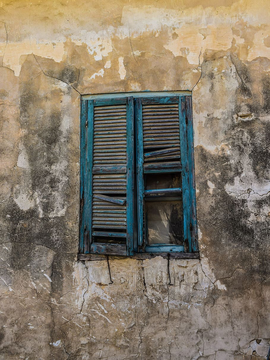 window, damaged, weathered, broken, wall, cracked, wreck, decay HD wallpaper