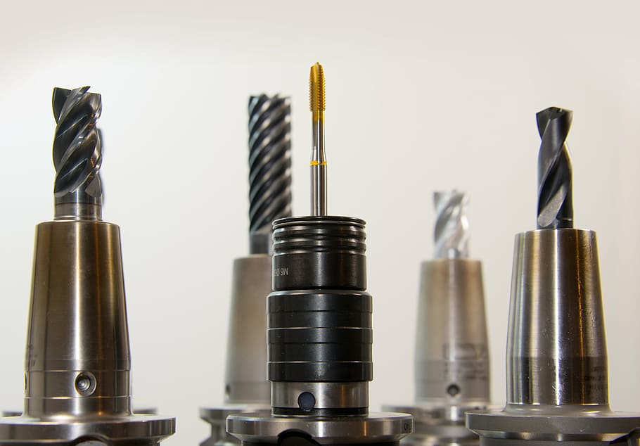 five drill bits, taps, thread, milling, milling machine, drilling HD wallpaper