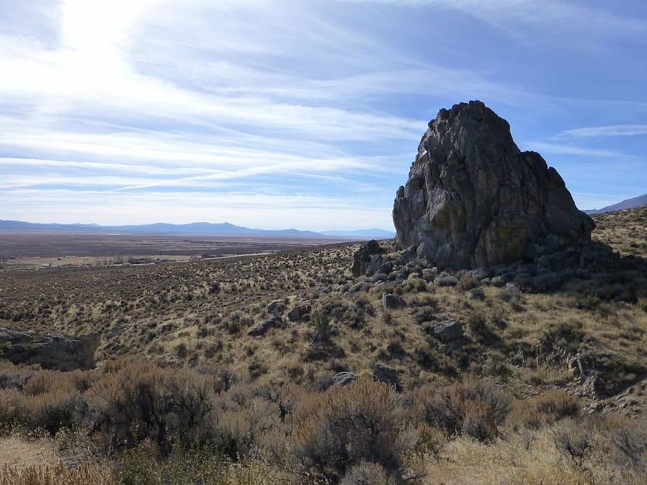 rock formation on grass field during daytime, ruby, mountains HD wallpaper