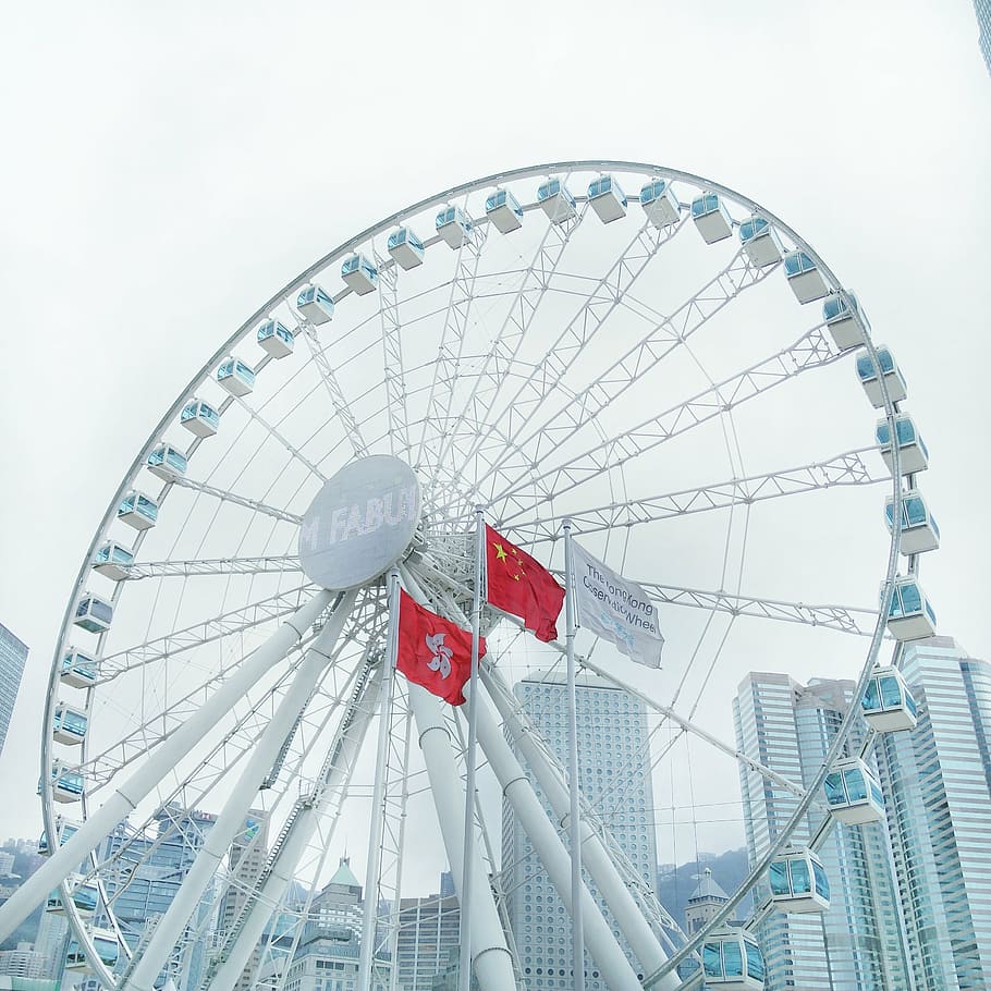 HD wallpaper: hong kong, the ferris wheel, mainland, blue, circle ...