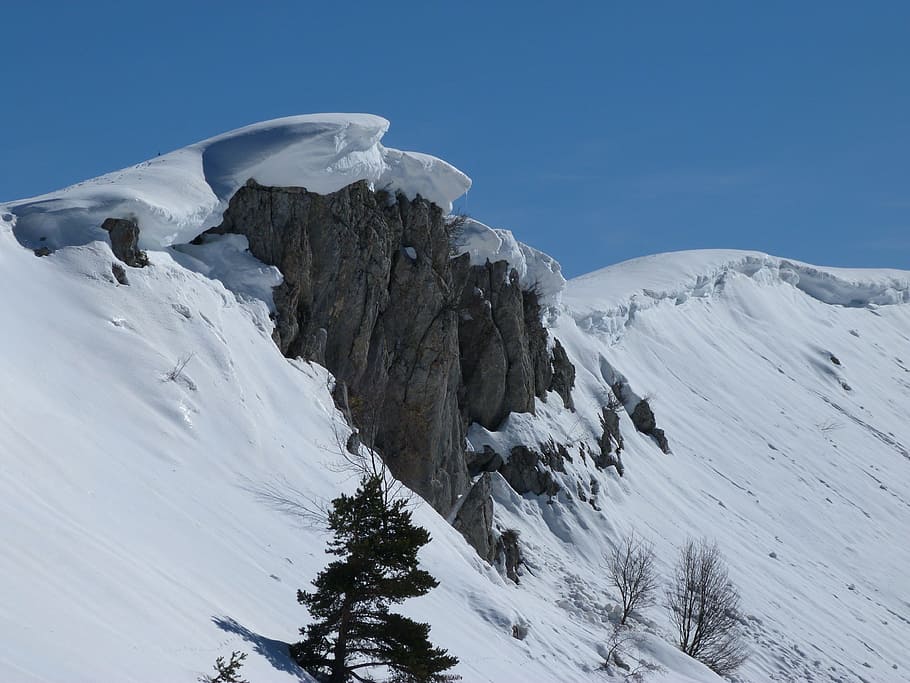 Snow, Cornices, Landscape, Mountain, snow cornices, winter HD wallpaper