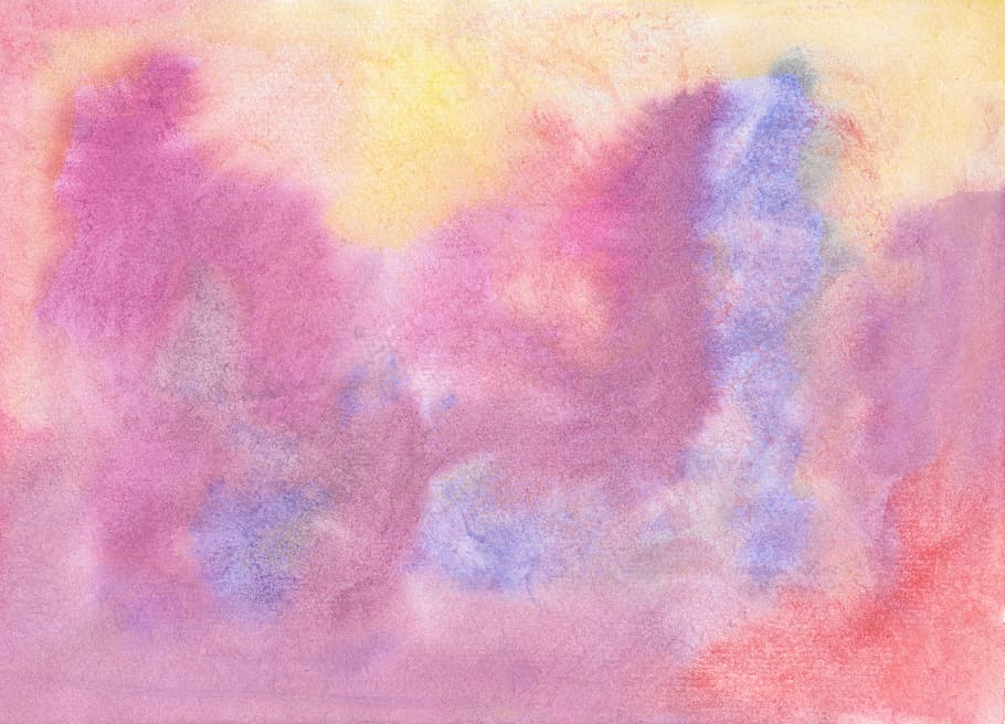 purple, yellow, and blue abstract painting, pink, beige, artwork