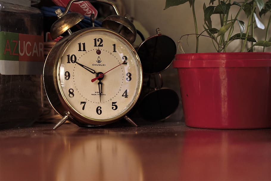 Clock, Golden, Time, Decoration, vintage, hour, retro, number HD wallpaper