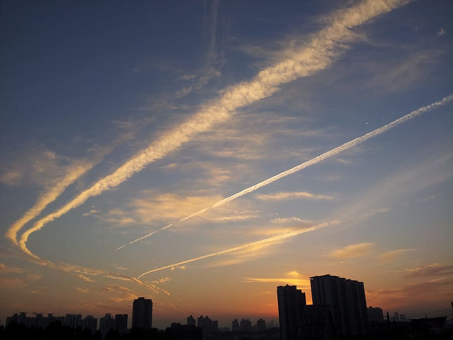 Sky, Cloud, Silhouette, City, skyscraper, architecture, building exterior HD wallpaper